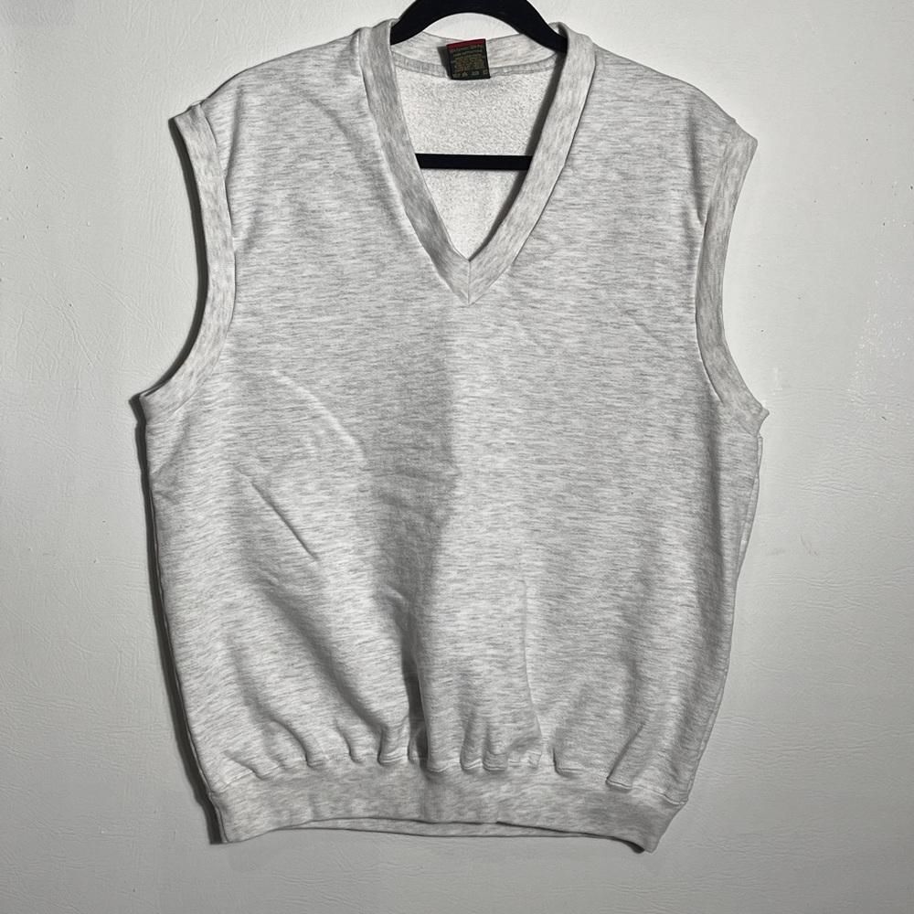 Vintage Cross Creek Men's Gray V-Neck Sweater Vest Large